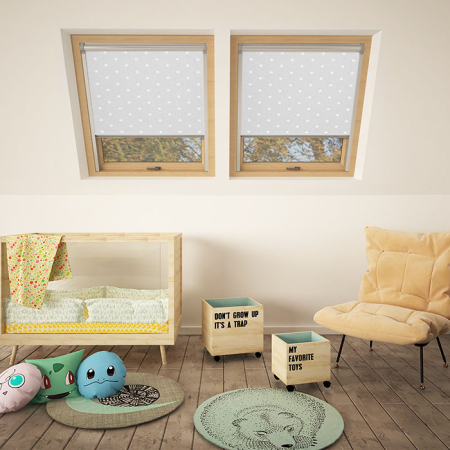 Polka Dots Grey Axis 90 Skylight Window Blinds