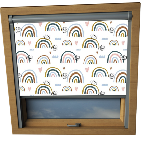 Rainbow Natural Aurora Skylight Window Blinds Silver Frame Detail