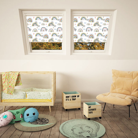 Rainbow Natural Roto White Frame Skylight Window Blinds