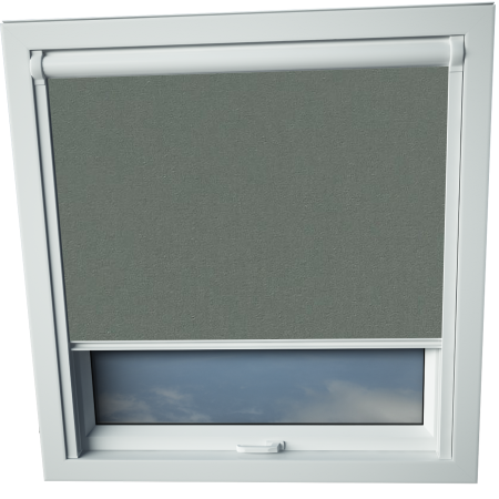 Rock Grey Balio Skylight Window Blinds White Frame Detail