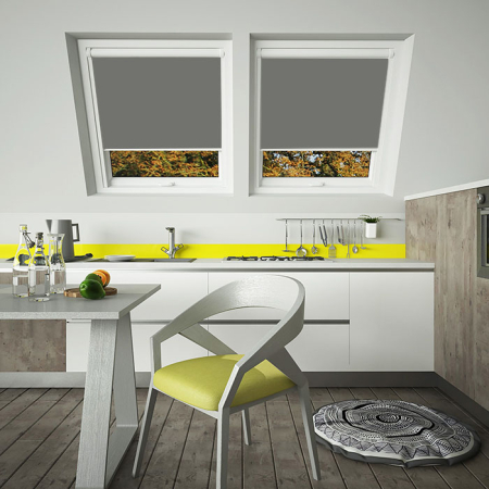 Rock Grey Aurora White Frame Skylight Window Blinds