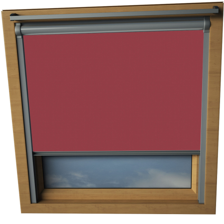 Scarlet Red Keylite Skylight Window Blinds Silver Frame Detail