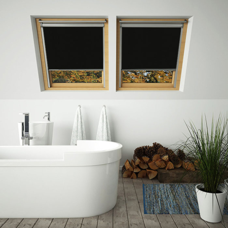 Shower Proof Black VELUX Electric Skylight Window Blinds