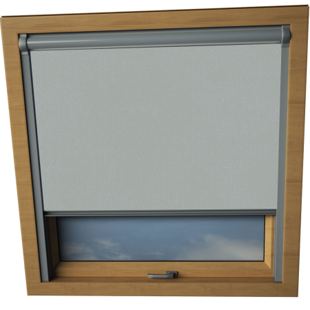 Shower Proof Grey Rooflite Skylight Window Blinds Silver Frame Detail