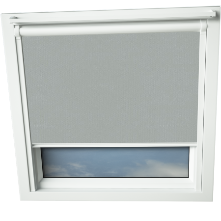 Shower Proof Grey VELUX Skylight Window Blinds White Frame Detail