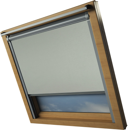 Silver Shimmer Keylite Skylight Window Blinds White Frame Detail