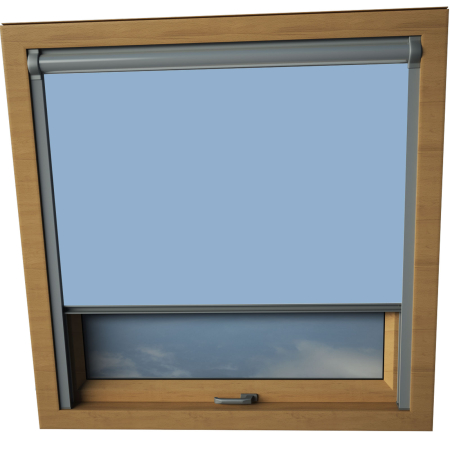 Sky Blue Dakea Skylight Window Blinds Silver Frame Detail