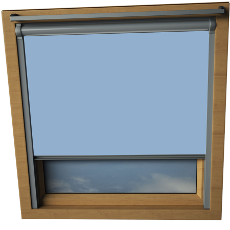 Sky Blue VELUX Skylight Window Blinds Silver Frame Detail