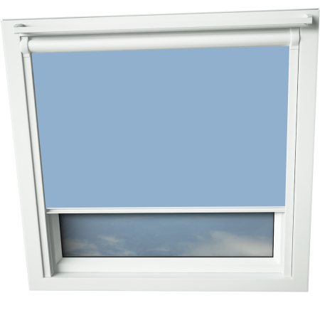 Sky Blue VELUX Skylight Window Blinds White Frame Detail