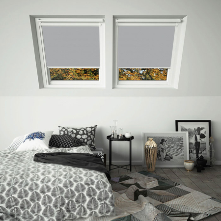 Slate Grey Keylite White Frame Skylight Window Blinds