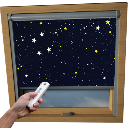 Stars At Night Dakea Skylight Electric Window Blinds Silver Frame Detail