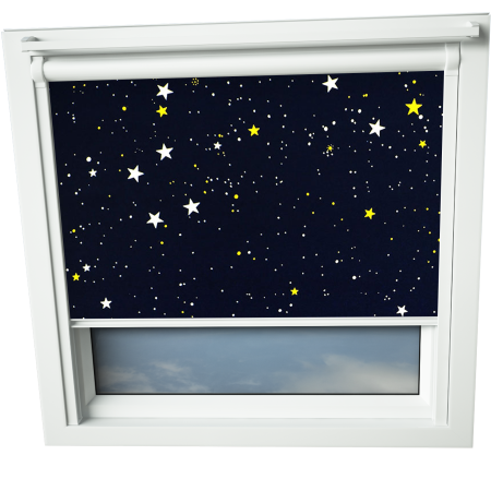 Stars At Night VELUX Skylight Window Blinds White Frame Detail