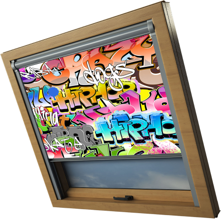 Street Art Aurora Skylight Electric Window Blinds Silver Frame Side Detail