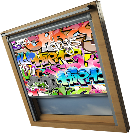 Street Art VELUX Skylight Window Blinds Silver Frame Side Detail