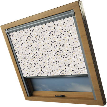 Terazzo Natural Axis 90 Skylight Electric Window Blinds Silver Frame Side Detail