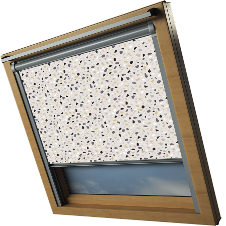 Terazzo Natural VELUX Skylight Electric Window Blinds Silver Frame Side Detail