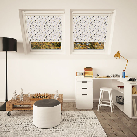 Terazzo Natural VELUX White Frame Skylight Window Blinds