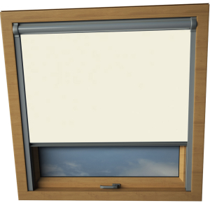 Beige Axis 90 Skylight Window Blinds Silver Frame Detail