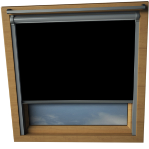 Black Keylite Skylight Window Blinds Silver Frame Detail