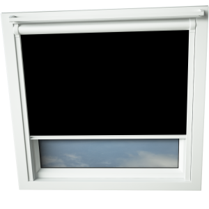 Black VELUX Skylight Window Blinds White Frame Detail