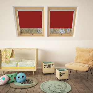 Bright Red Rooflite Electric Skylight Window Blinds