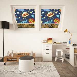 Cartoon Blue Duratech White Frame Skylight Window Blinds