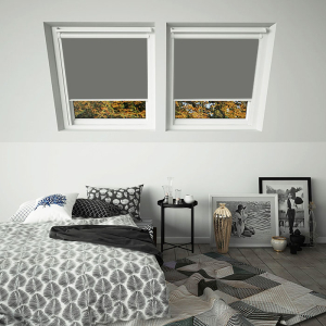 Charcoal Grey VELUX White Frame Skylight Window Blinds