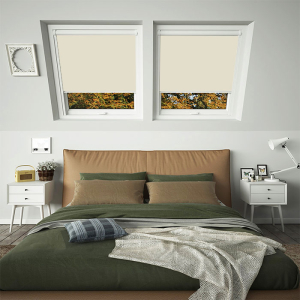 Cream Aurora White Frame Skylight Window Blinds