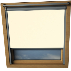 Delicate Cream Keylite Skylight Window Blinds Silver Frame Detail