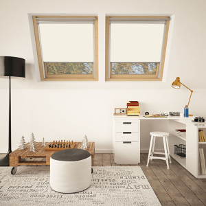 Delicate Cream VELUX Electric Skylight Window Blinds