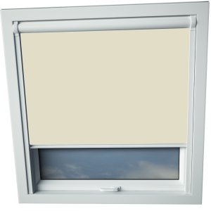 Gentle Beige Axis 90 Skylight Window Blinds White Frame Detail