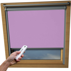 Lavender VELUX Skylight Electric Window Blinds Silver Frame Detail