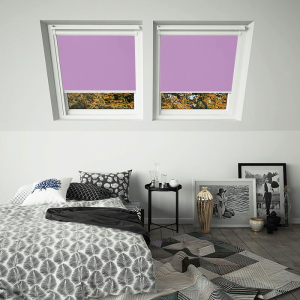 Lavender VELUX White Frame Skylight Window Blinds