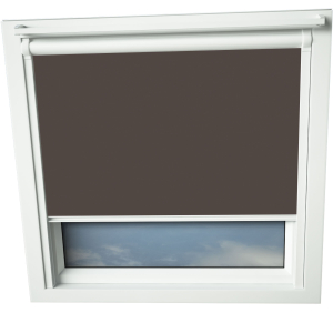 Mocha Brown Keylite Skylight Window Blinds White Frame Detail