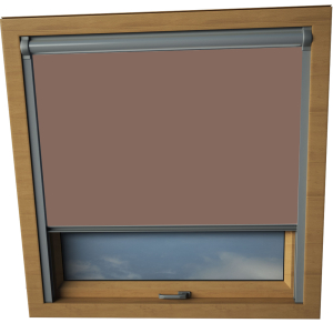 Mocha Dakea Skylight Window Blinds Silver Frame Detail