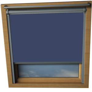 Navy Keylite Skylight Window Blinds Silver Frame Detail