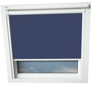 Navy VELUX Skylight Window Blinds White Frame Detail