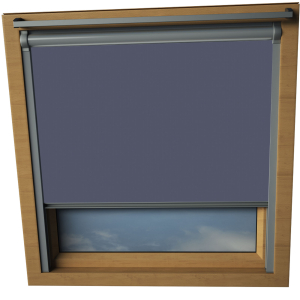 Ocean Navy Keylite Skylight Window Blinds Silver Frame Detail