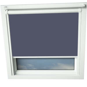 Ocean Navy Keylite Skylight Window Blinds White Frame Detail