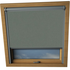 Rock Grey Aurora Skylight Window Blinds Silver Frame Detail