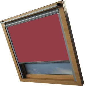 Scarlet Red Keylite Skylight Window Blinds Silver Frame Side Detail