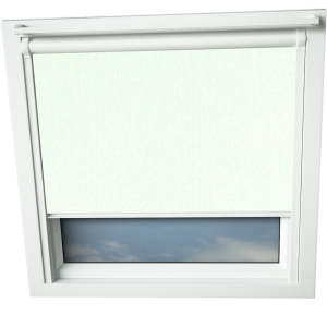 Shower Proof Beige VELUX Skylight Window Blinds White Frame Detail