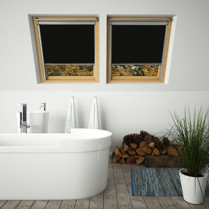 Shower Proof Black VELUX Skylight Window Blinds