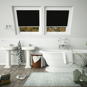 Shower Proof Black Axis 90 White Frame Skylight Window Blinds