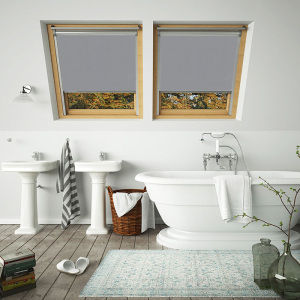 Shower Proof Grey Keylite Skylight Window Blinds