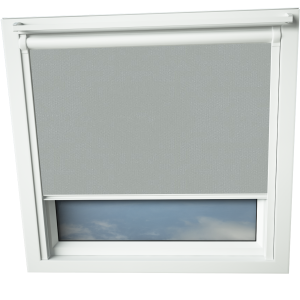 Shower Proof Grey VELUX Skylight Window Blinds White Frame Detail