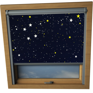 Stars At Night Rooflite Skylight Window Blinds Silver Frame Detail