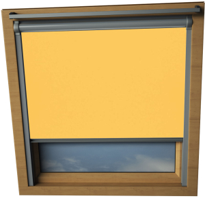 Sunflower Yellow Keylite Skylight Window Blinds Silver Frame Detail