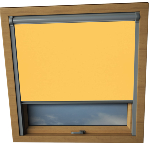 Sunflower Yellow Rooflite Skylight Window Blinds Silver Frame Detail