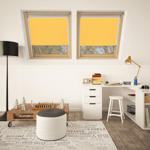 Sunflower Yellow VELUX Electric Skylight Window Blinds